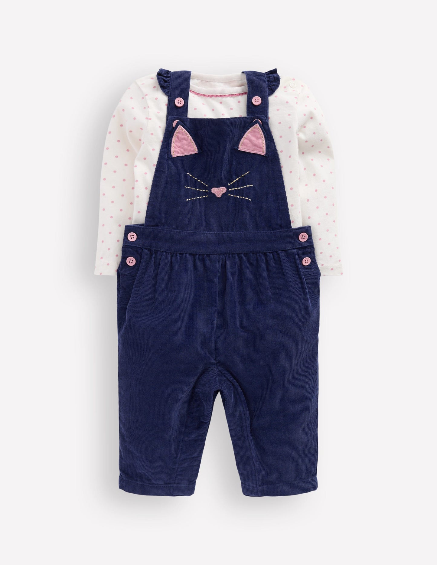 Woven Dungaree Set-Navy Cat