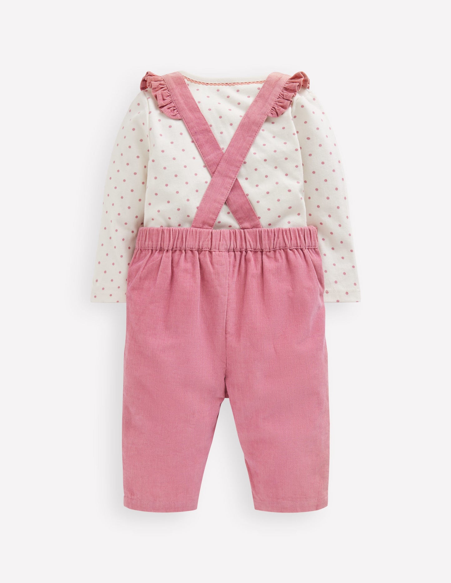 Woven Dungaree Set-Pink Haze Floral Embroidery