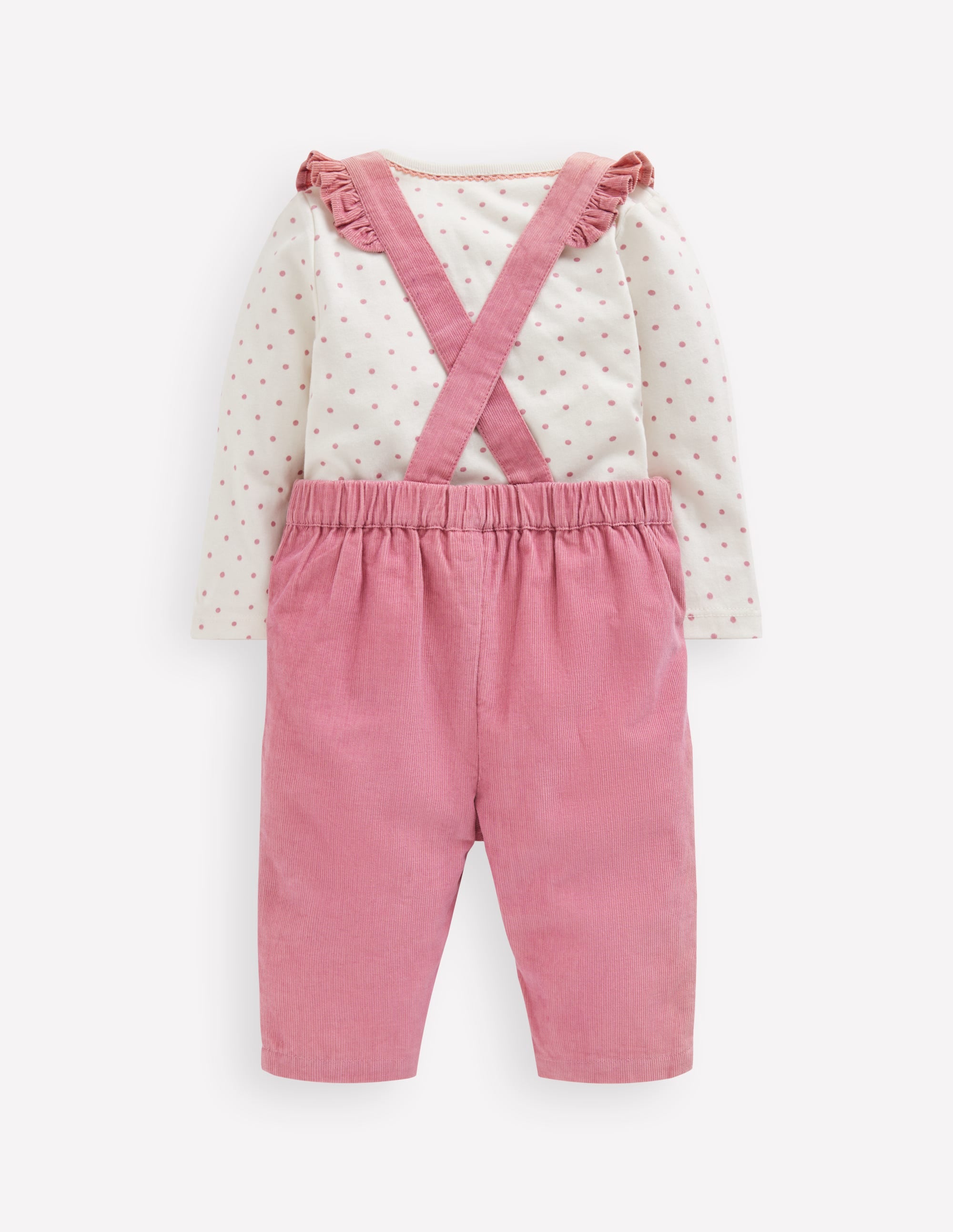 Woven Dungaree Set-Pink Haze Floral Embroidery - Image 2