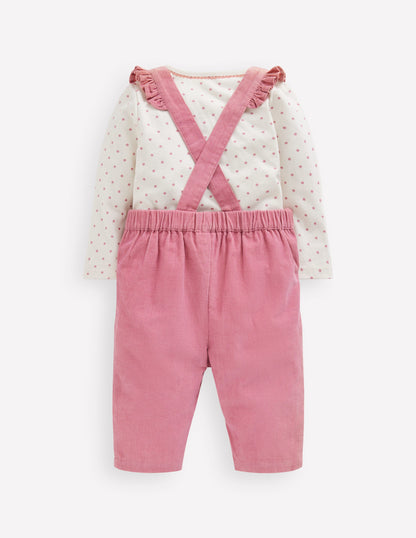 Woven Dungaree Set-Pink Haze Floral Embroidery-2