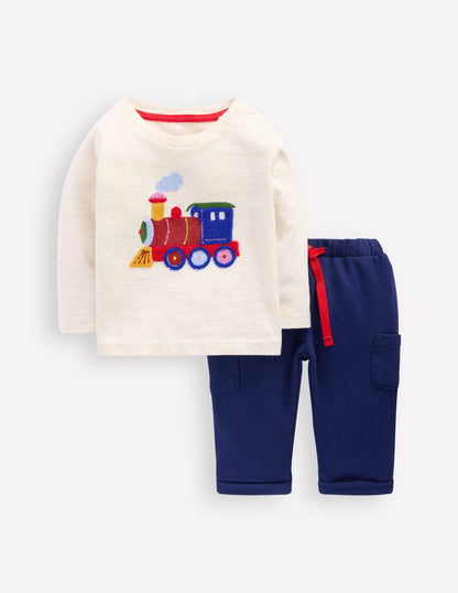 Appliqué Jersey Play Set-Oatmeal Marl Train-1
