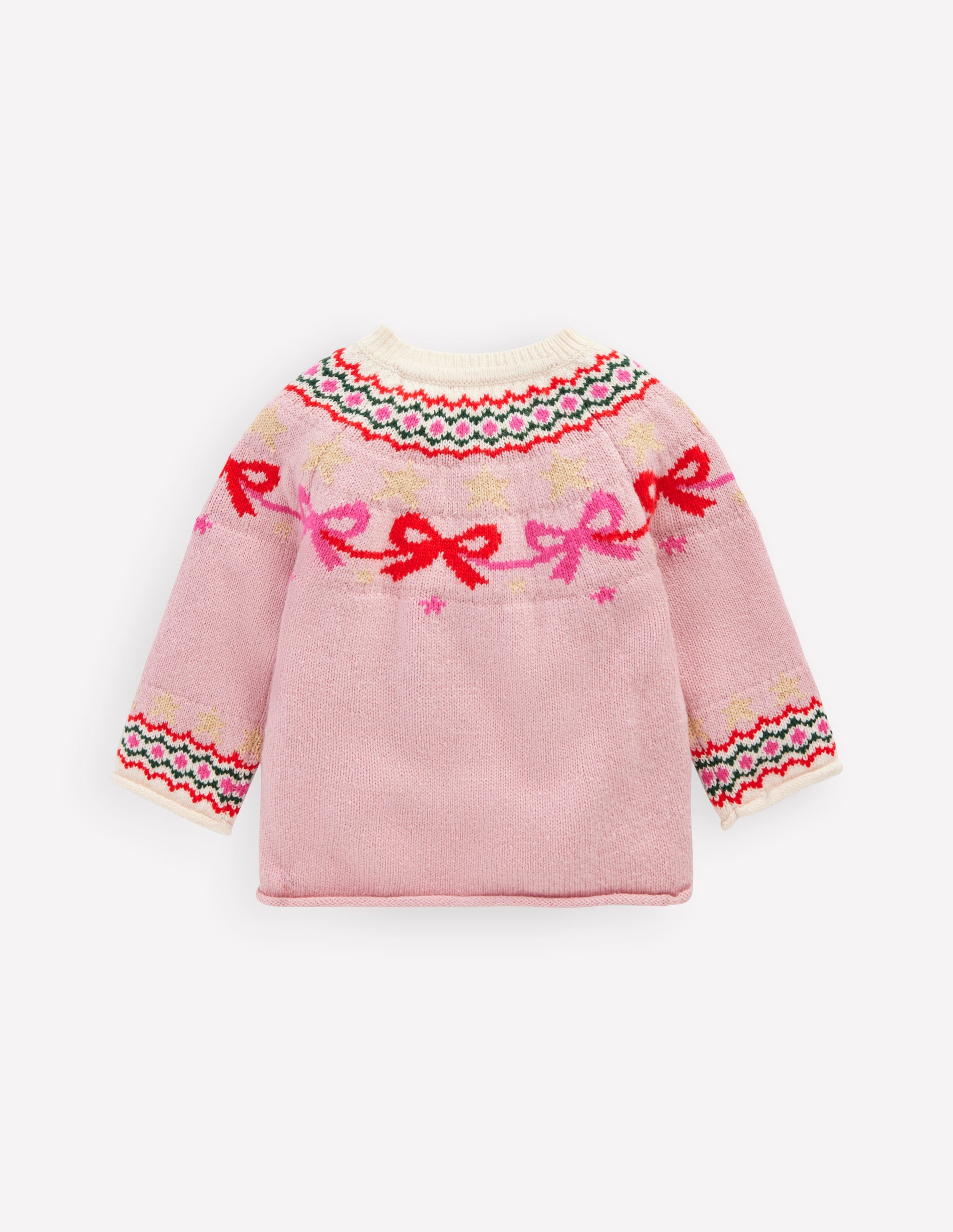 Edie Fair Isle Cardigan-Vintage Pink Bows - Image 2