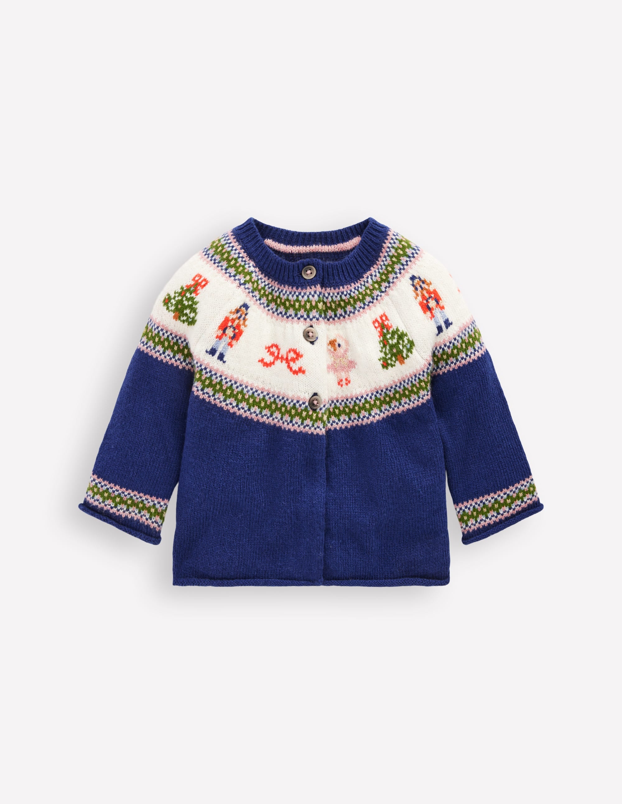 Edie Fair Isle Cardigan-College Navy Nutcracker - Image 1