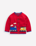 Novelty Logo Cardigan-Rockabilly Red Trains