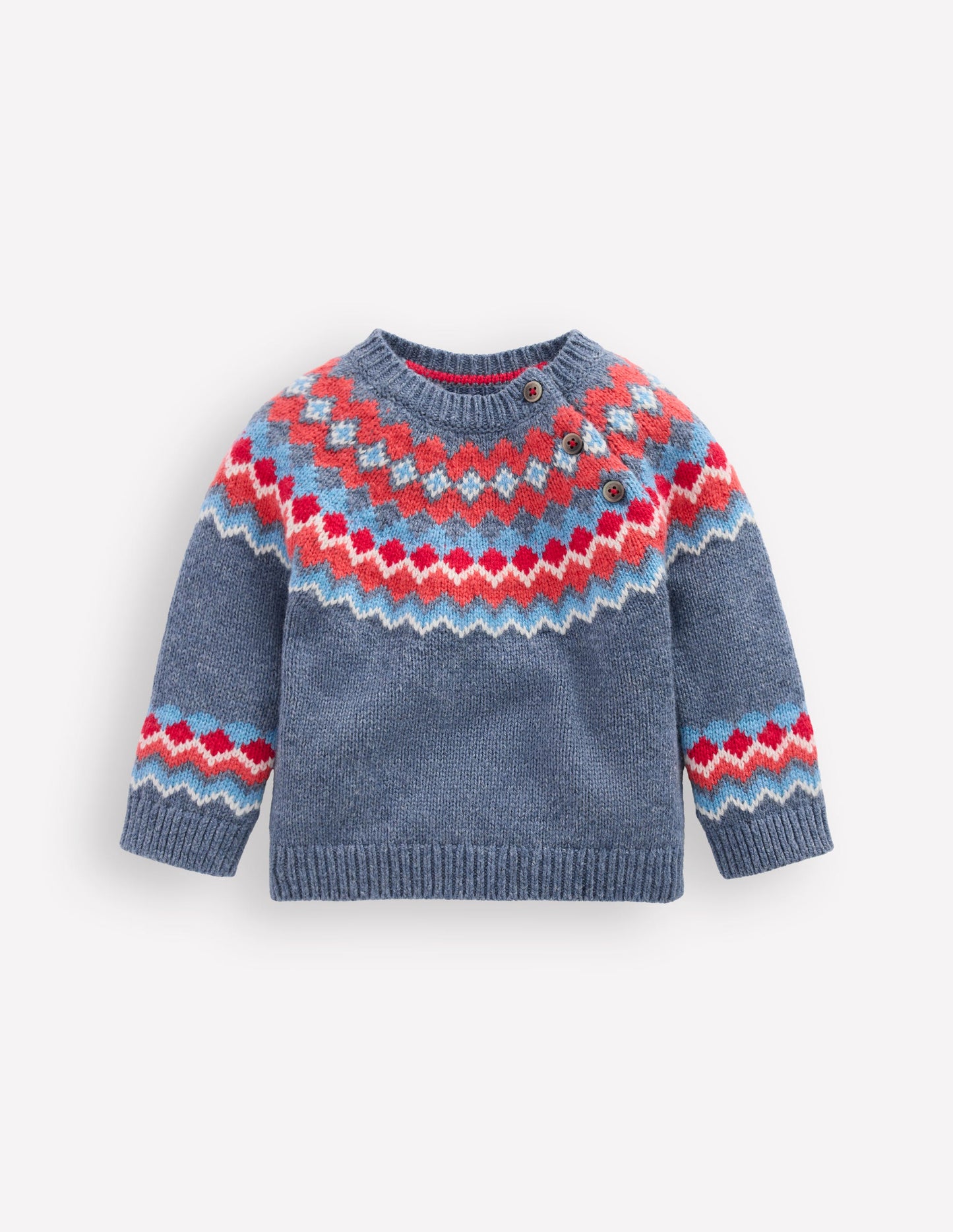 Fair Isle Button Jumper-Blue Classic Fair Isle