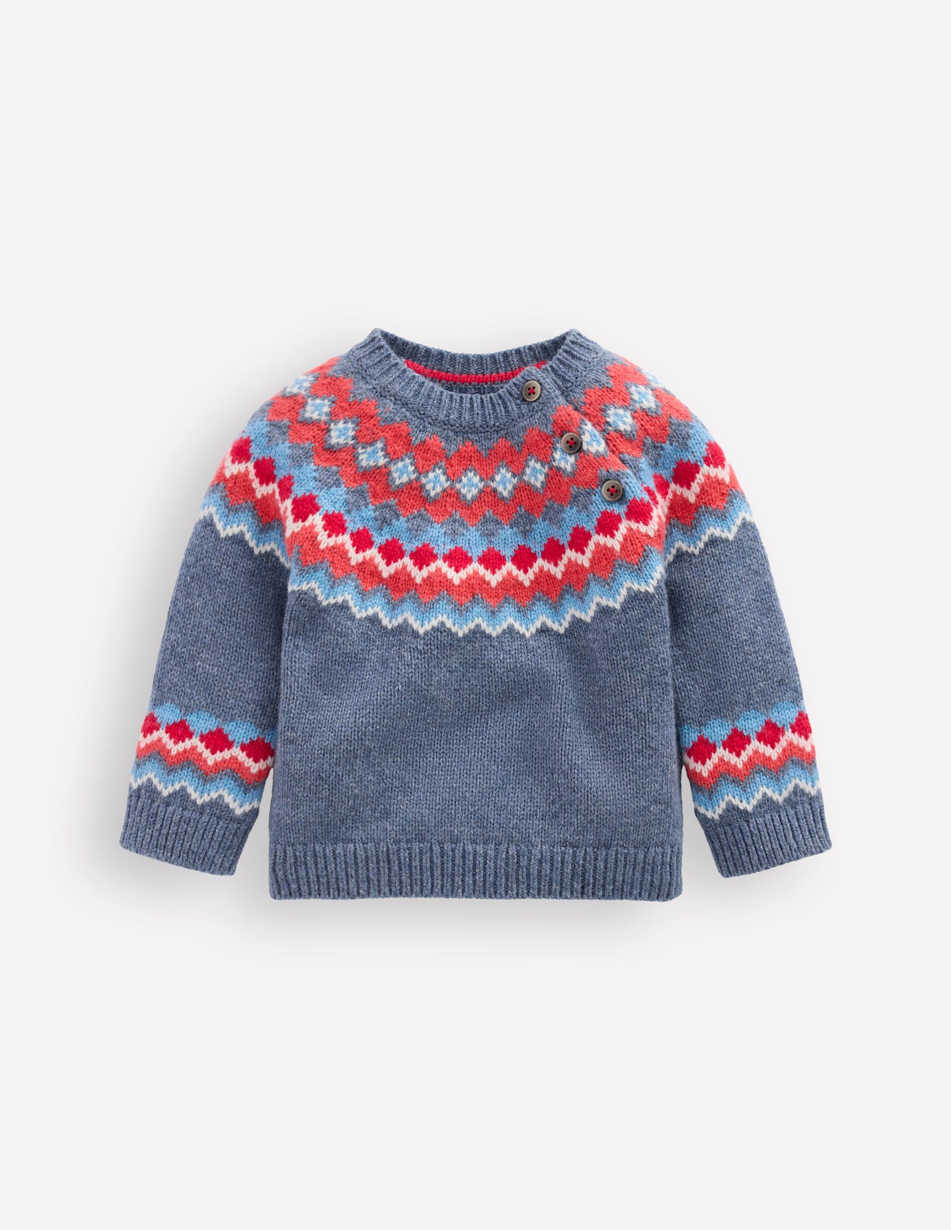 Fair Isle Button Jumper-Blue Classic Fair Isle-1