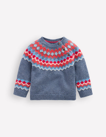 Fair Isle Button Jumper-Blue Classic Fair Isle-1