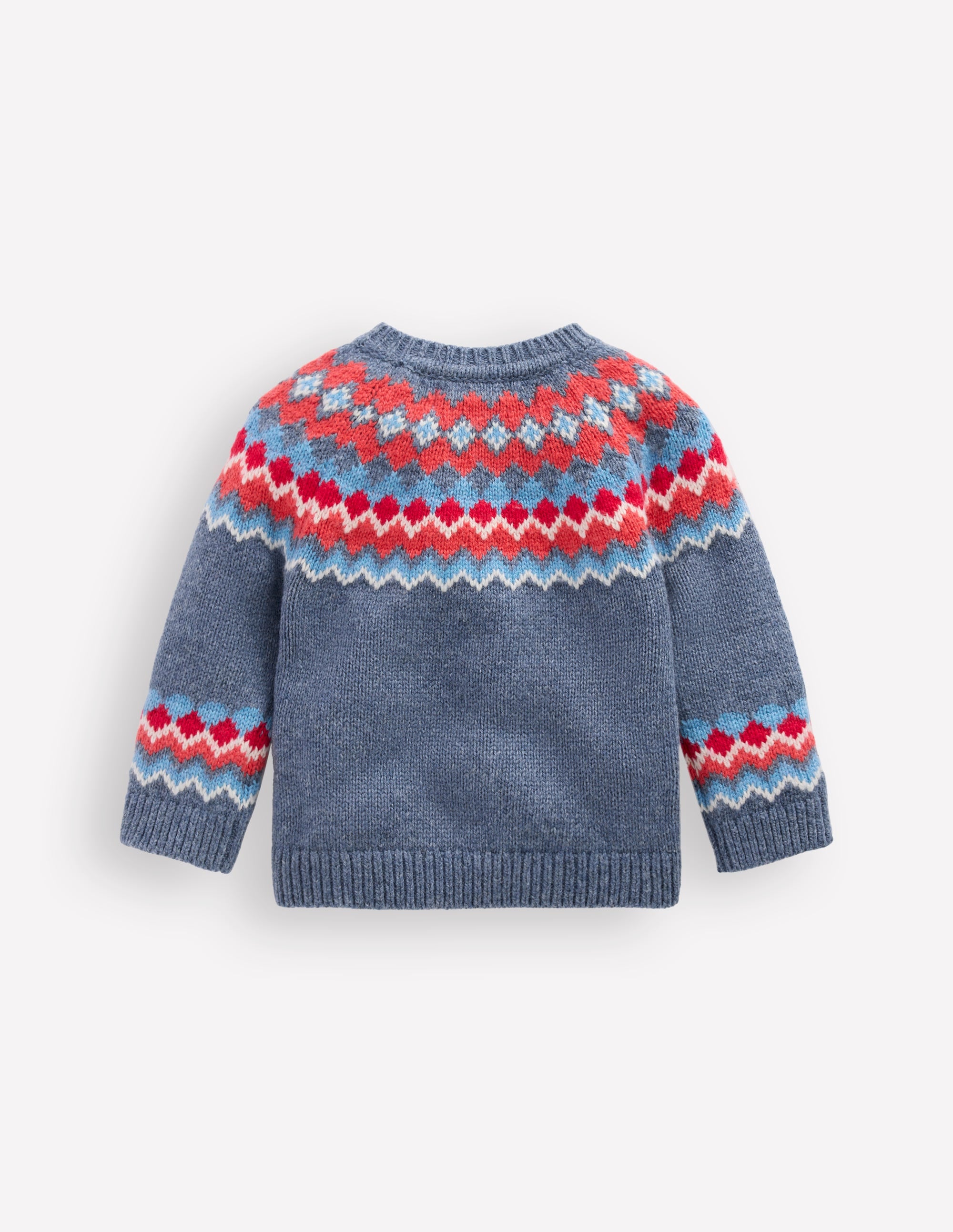 Fair Isle Button Jumper-Blue Classic Fair Isle - Image 2