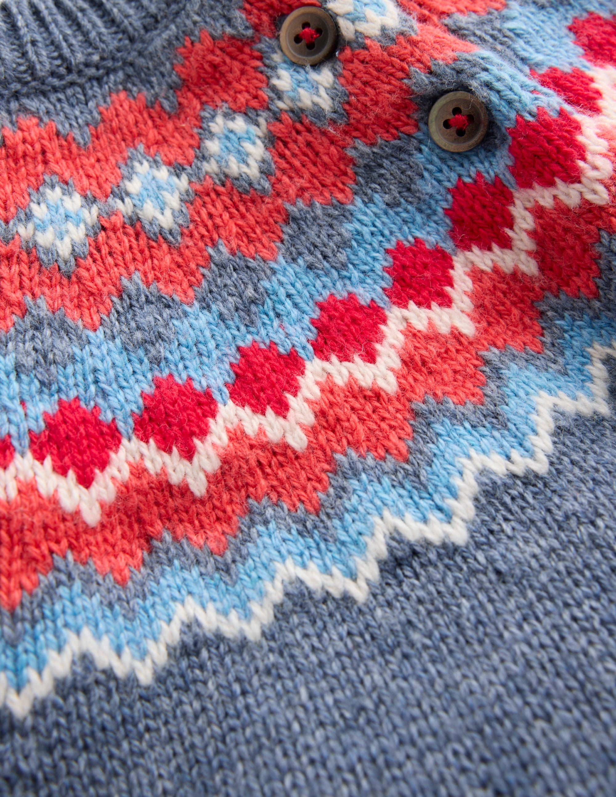 Fair Isle Button Jumper-Blue Classic Fair Isle - Image 3
