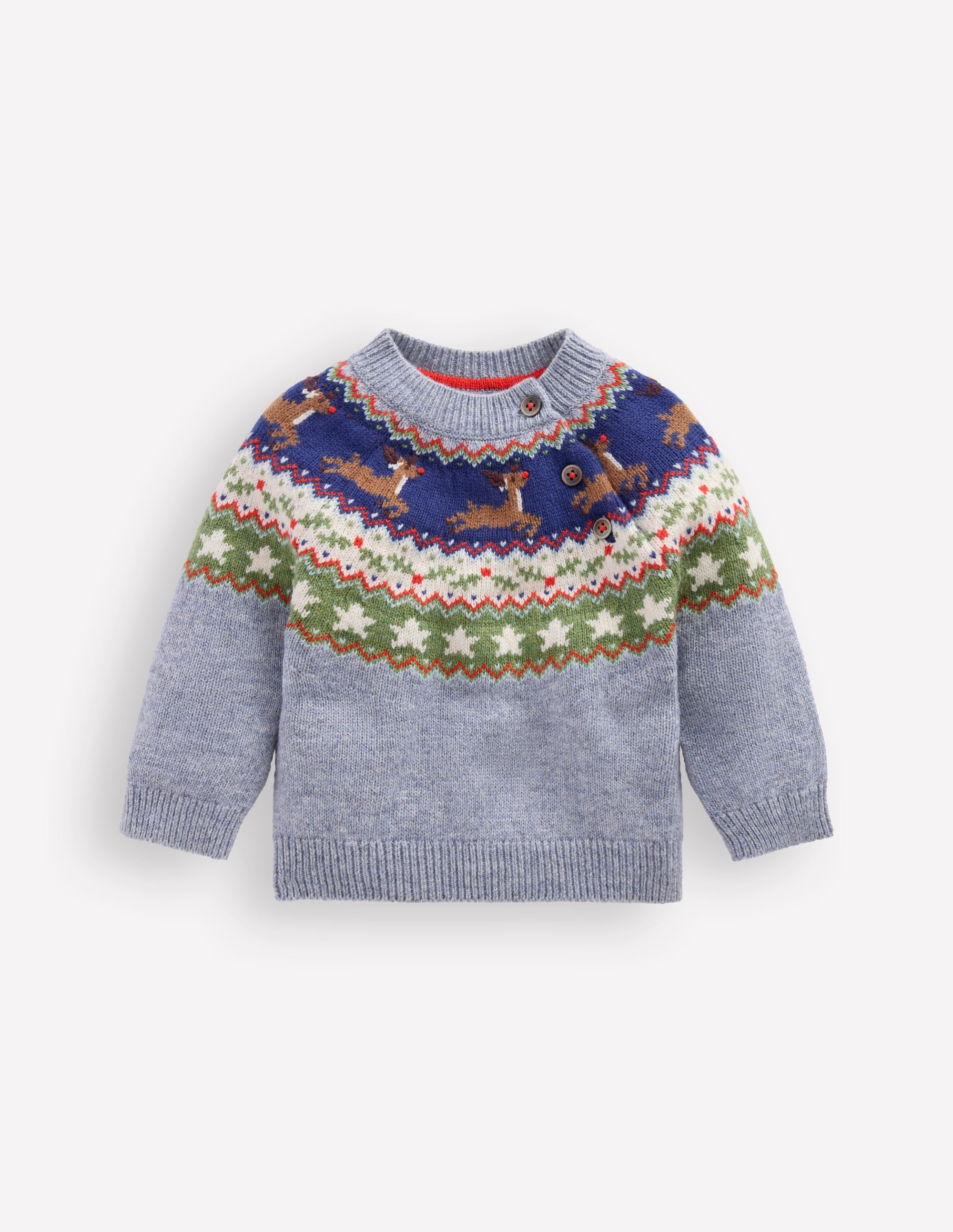 Fair isle Jumper-Blue Festive Reindeer - Image 1