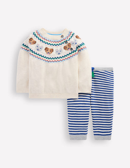 Knitted Play Set-Ecru Marl Pets-1