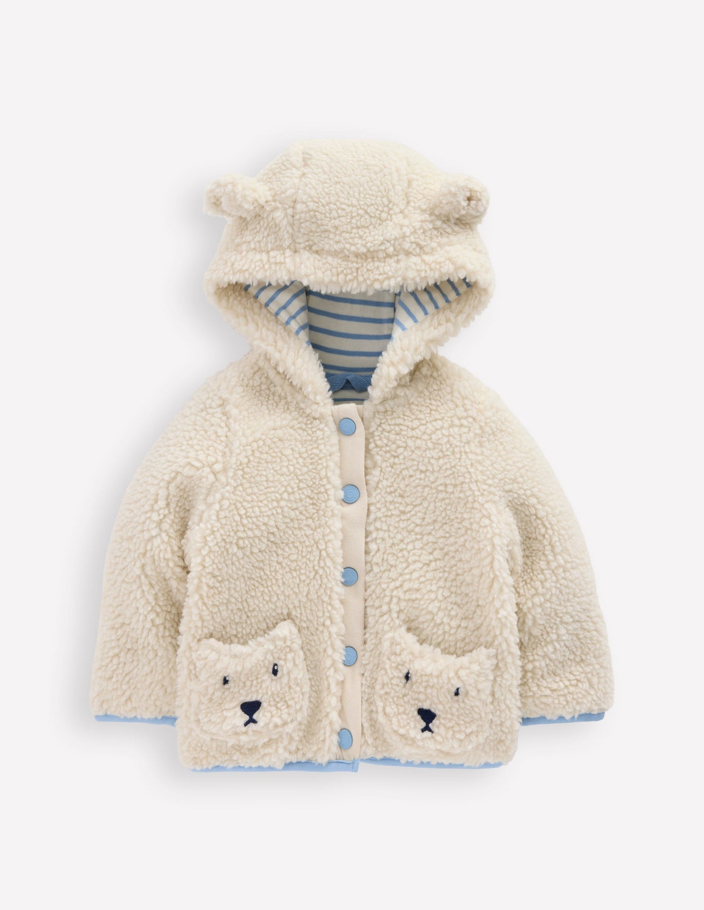 Girls Novelty Cosy Borg Jacket-Oatmeal Bears