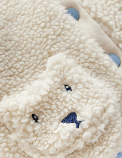 Girls Novelty Cosy Borg Jacket-Oatmeal Bears-3