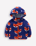 Novelty Cosy Borg Jacket-Blue Foxes