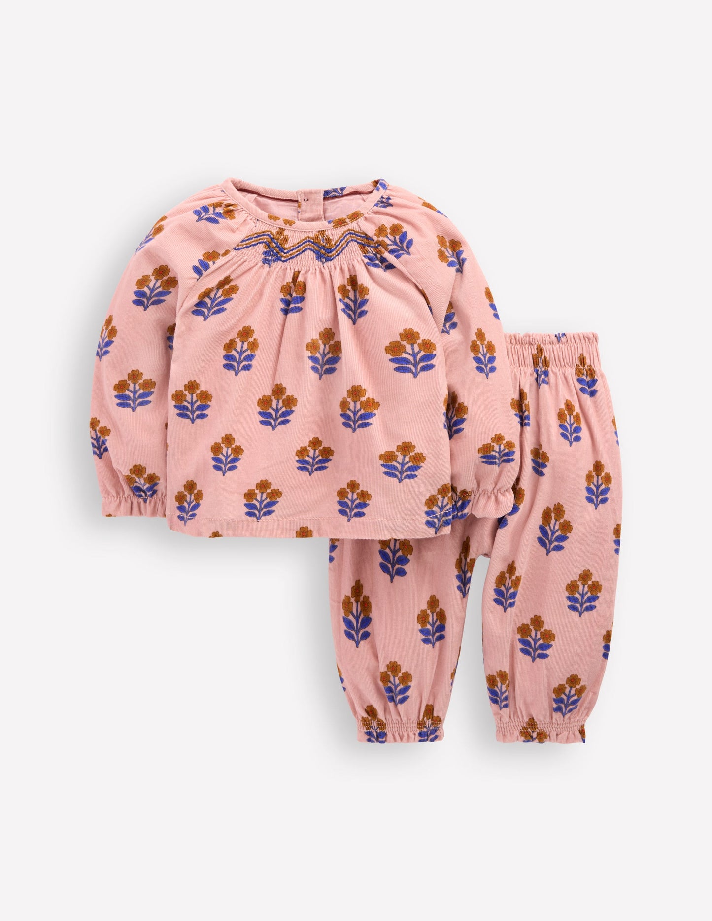 Woven Co-ord Play set-Pink Vintage Woodblock