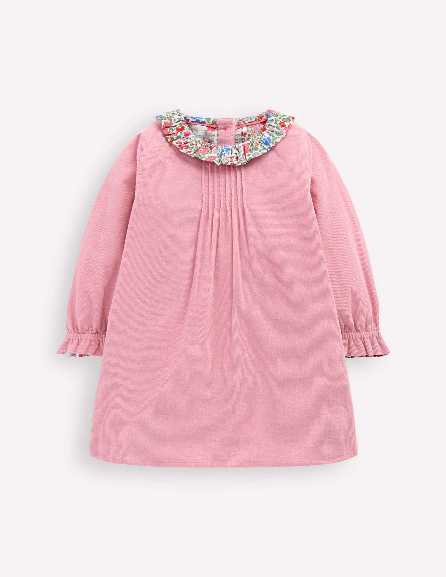 Frill Neck Woven Dress-Rose Pink