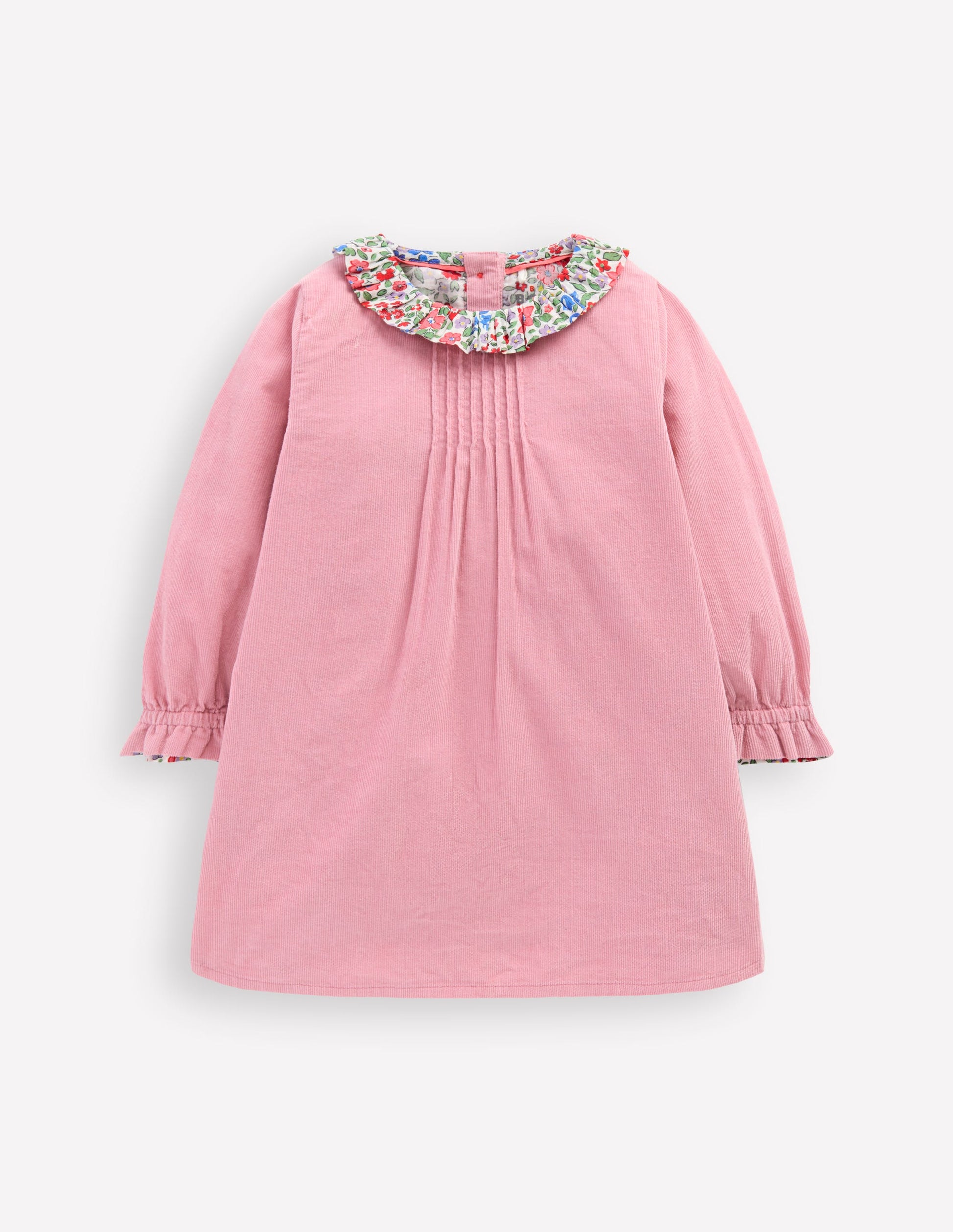 Frill Neck Woven Dress-Rose Pink-1