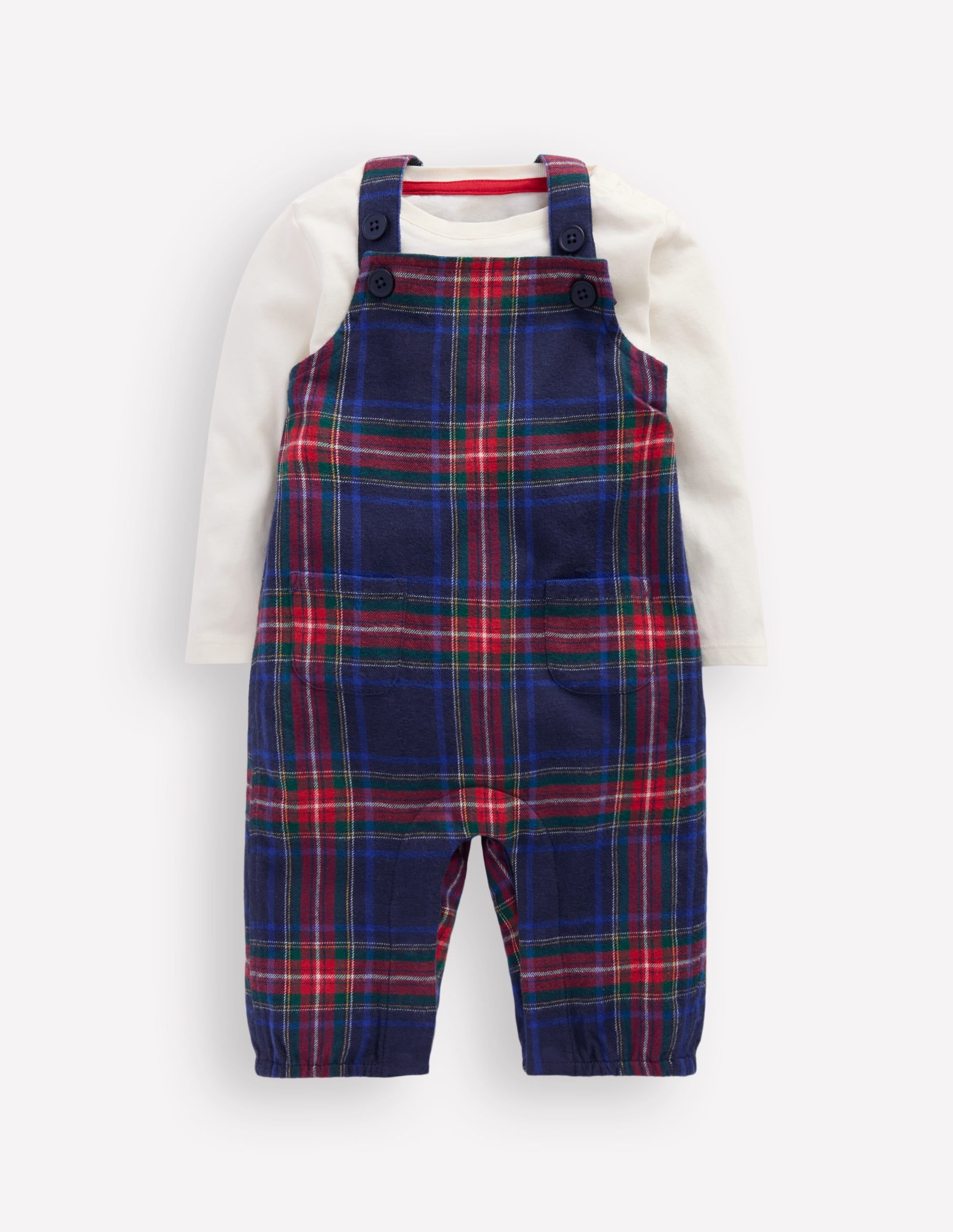Front Pocket Romper Set-Navy Check - Image 1