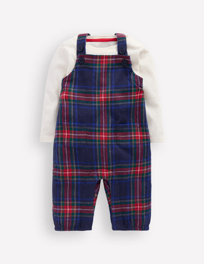 Nostalgic Romper Set-Navy Check-1