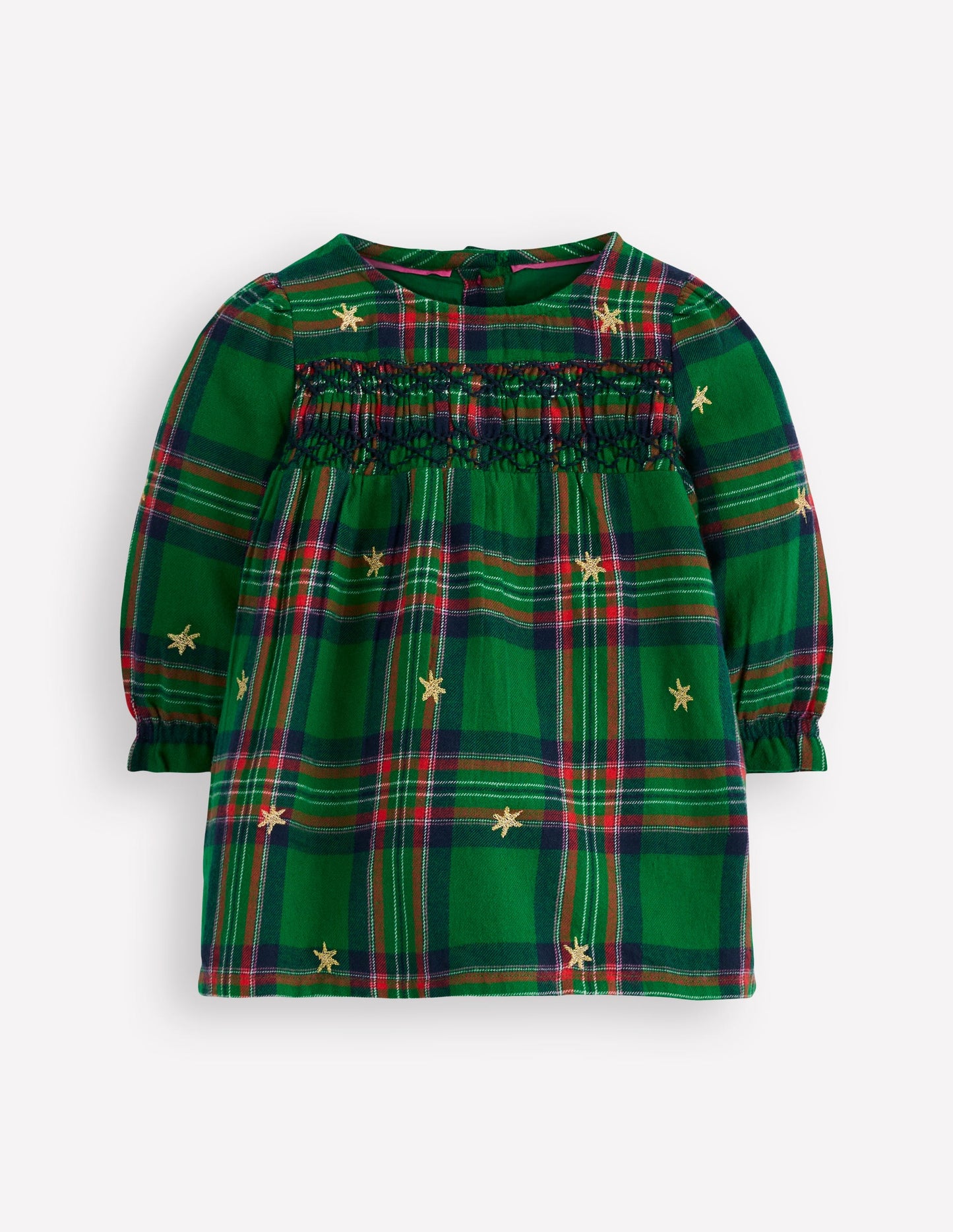 Smocked Occasion Dress-Green Check