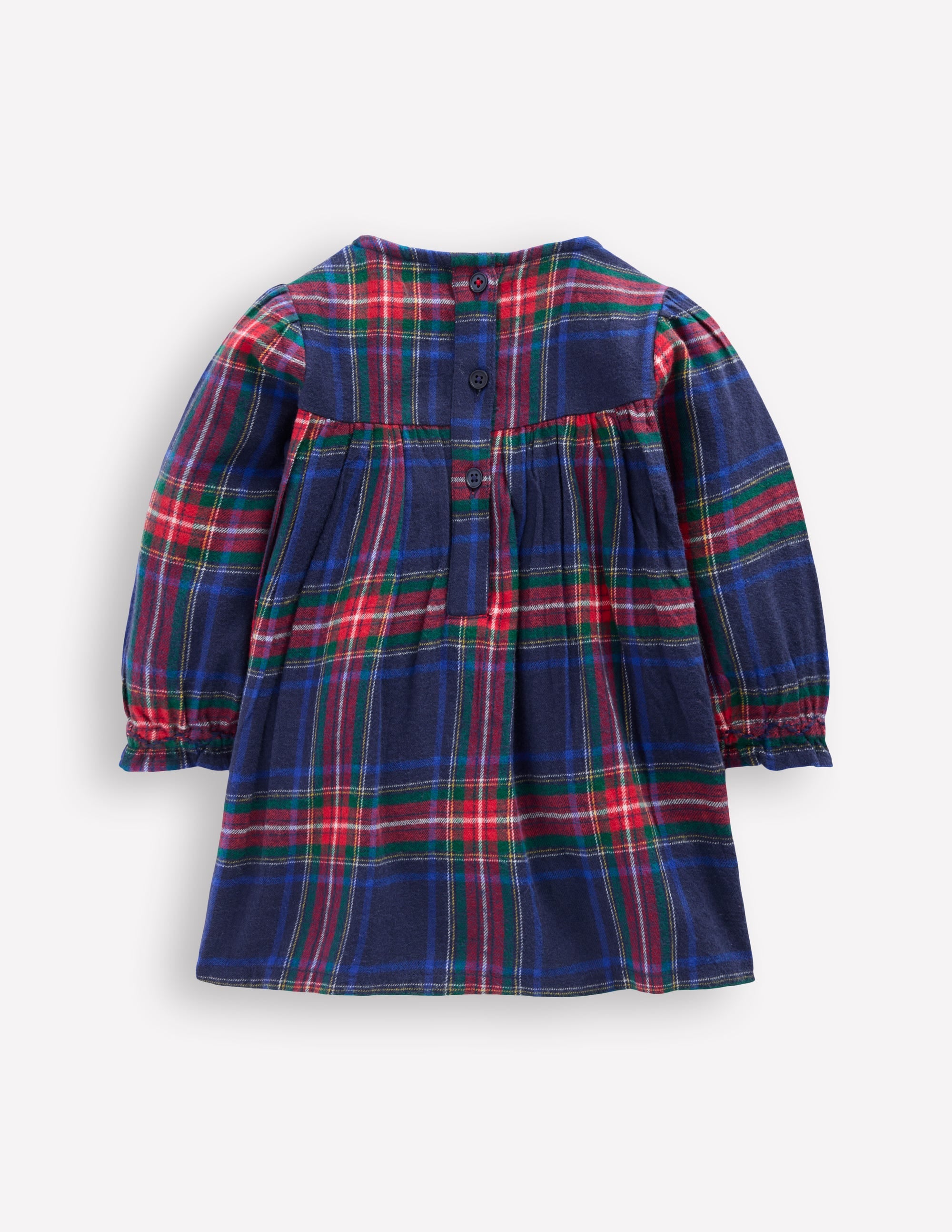 Smocked Occasion Dress-Navy Check - Image 2