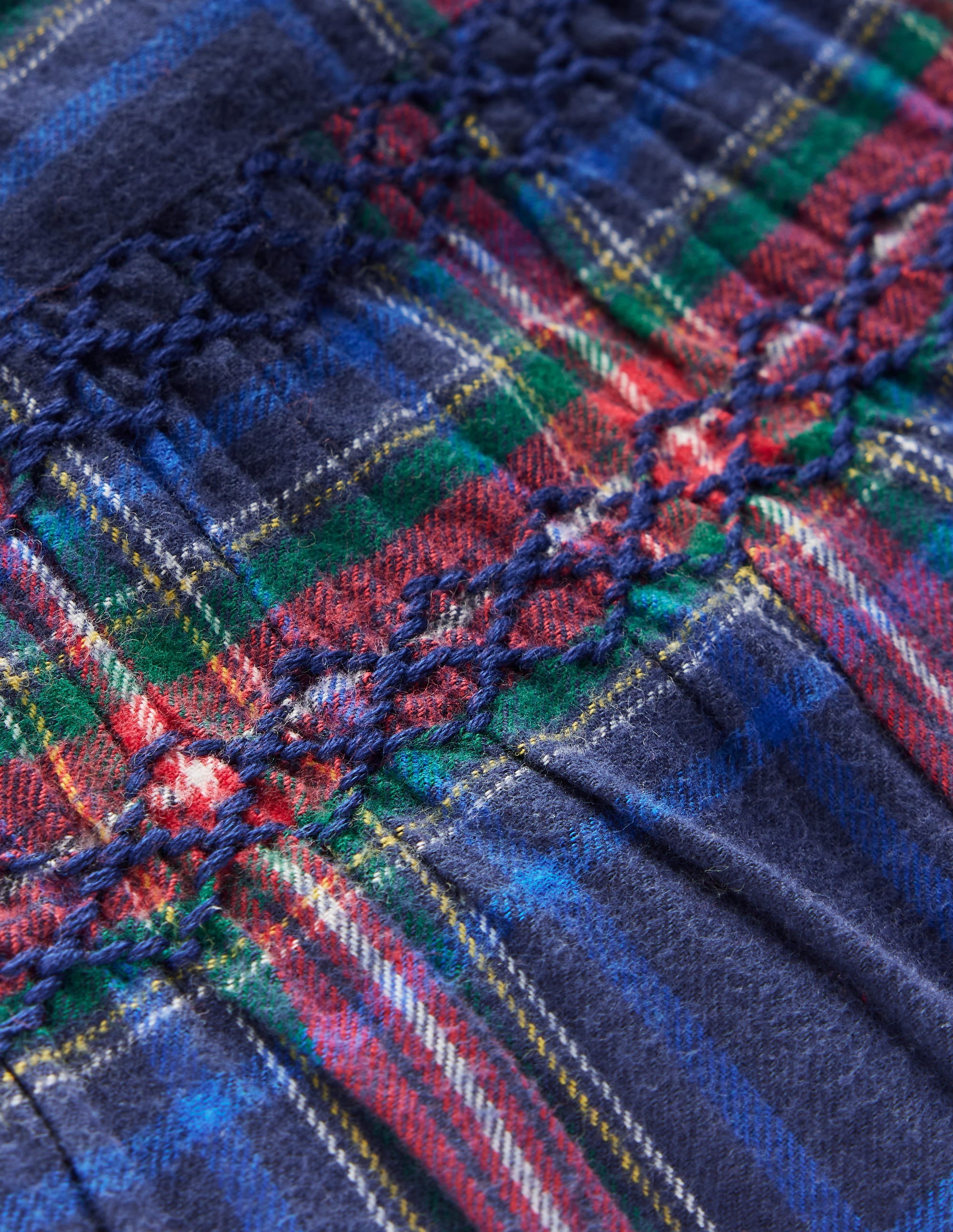 Smocked Occasion Dress-Navy Check - Image 3