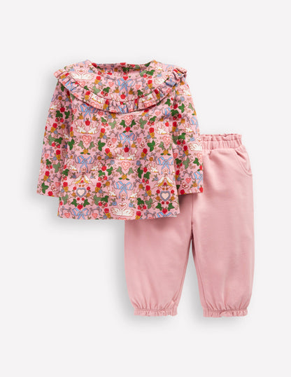 Frilly Jersey Play Set-Vintage Pink Birds-1