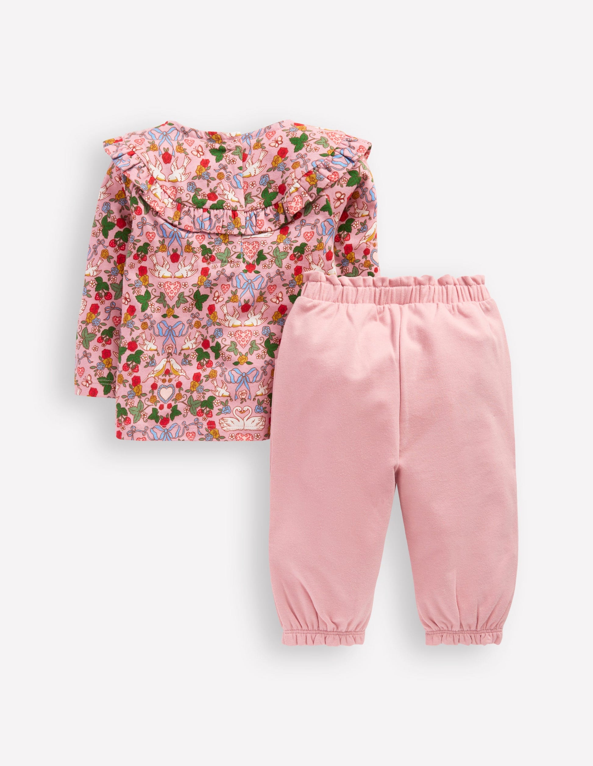 Frilly Jersey Play Set-Vintage Pink Birds-2