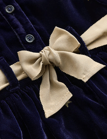 Velvet Party Dress-Navy Stars-3