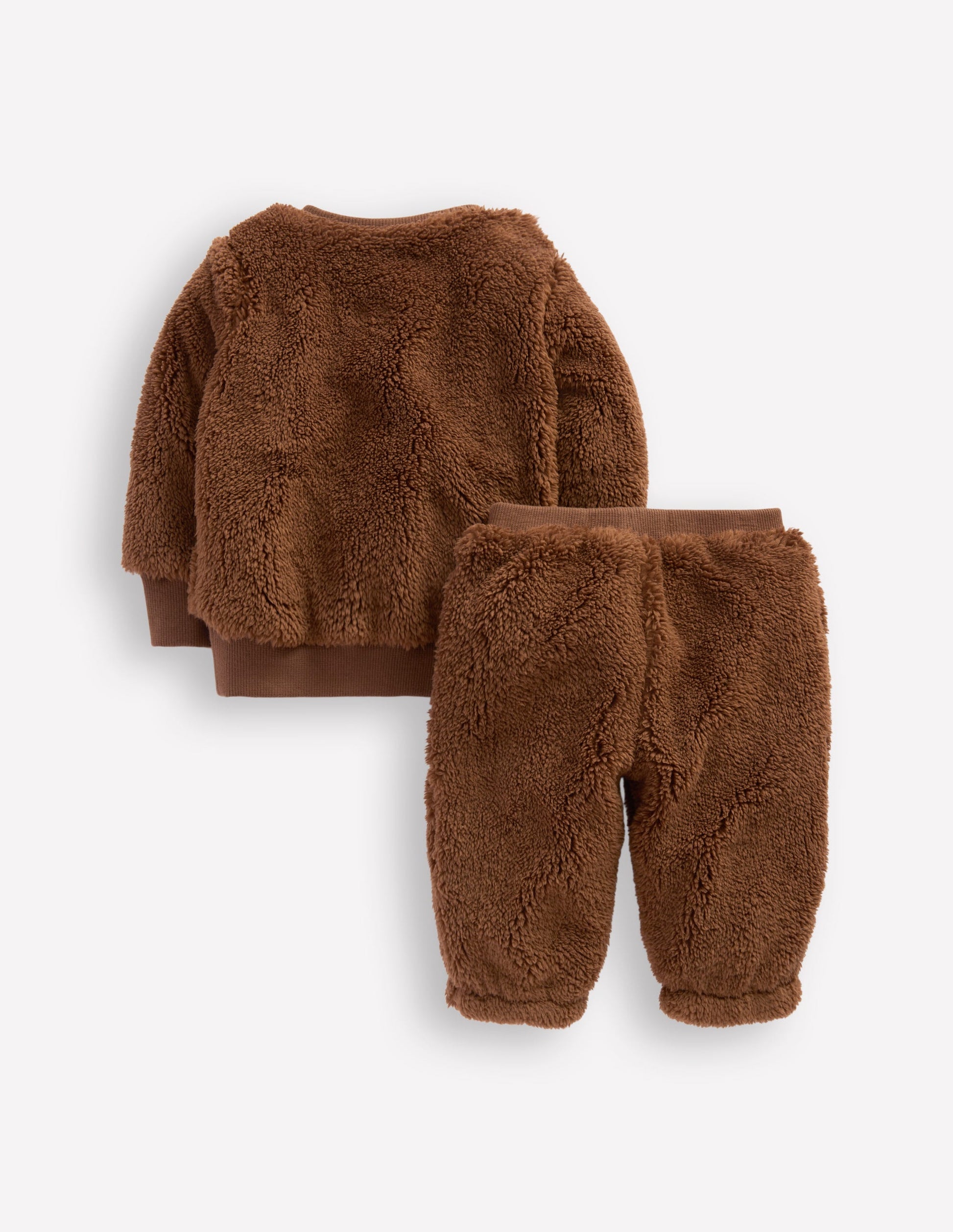 Novelty Borg Sweatshirt Set-Brown Bear-2