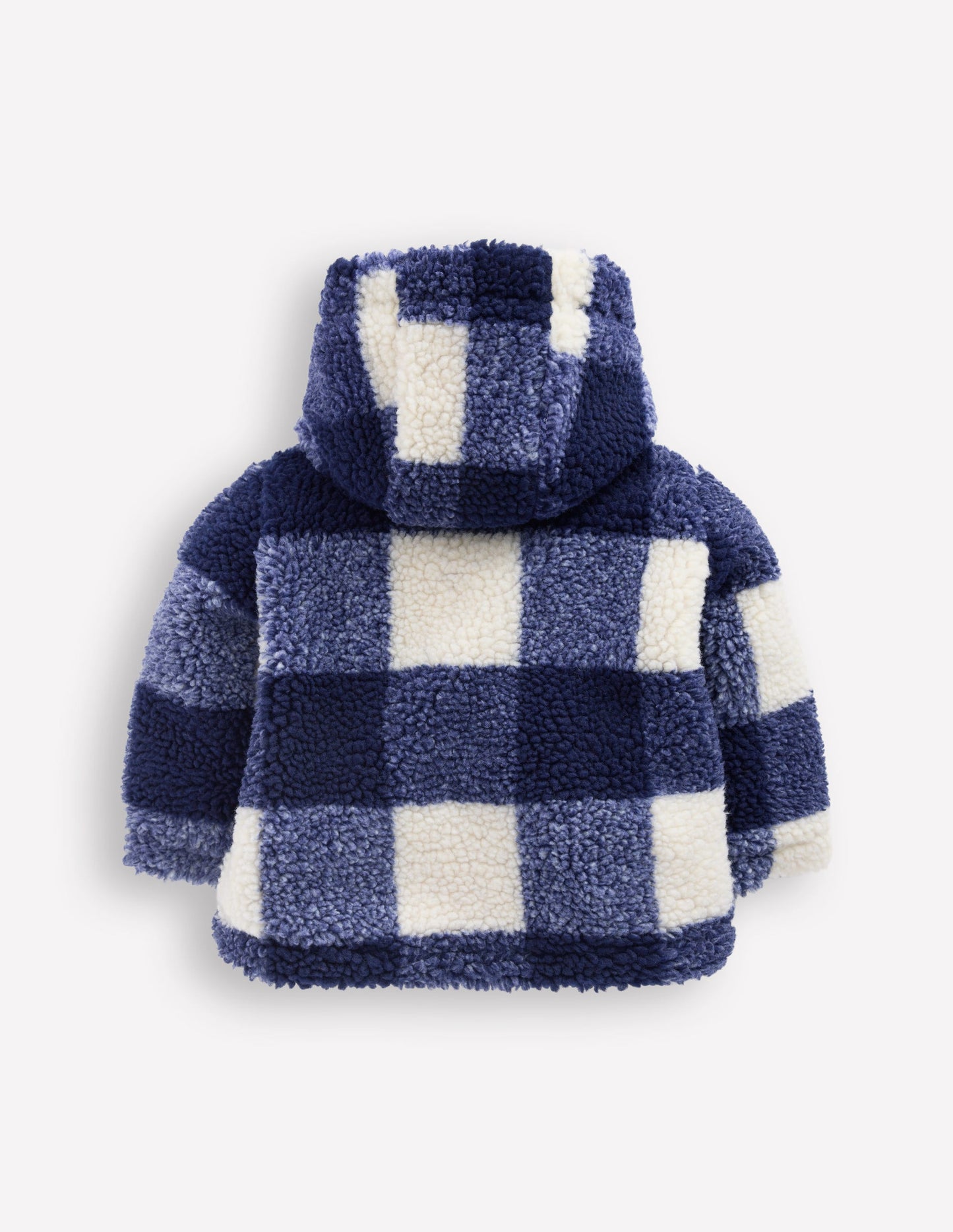 Boys Borg Duffle Coat-Navy Gingham