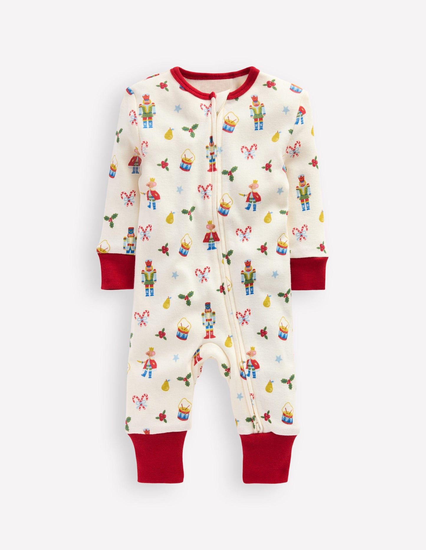 Single All-in-One Romper-Ivory Festive