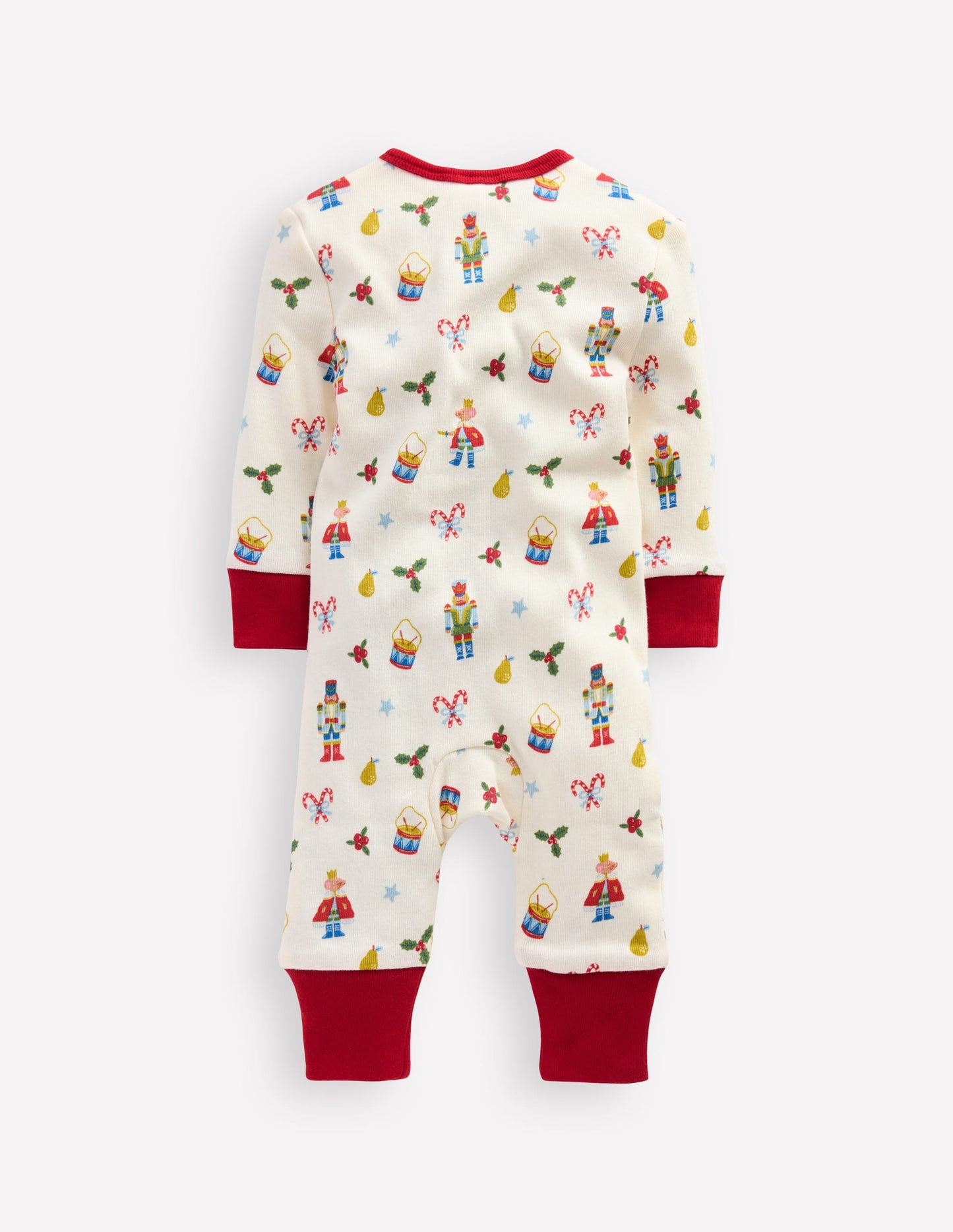 Single All-in-One Romper-Ivory Festive