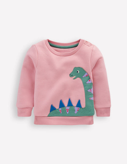 Girls Novelty Sweatshirt-Vintage Pink Dino-1