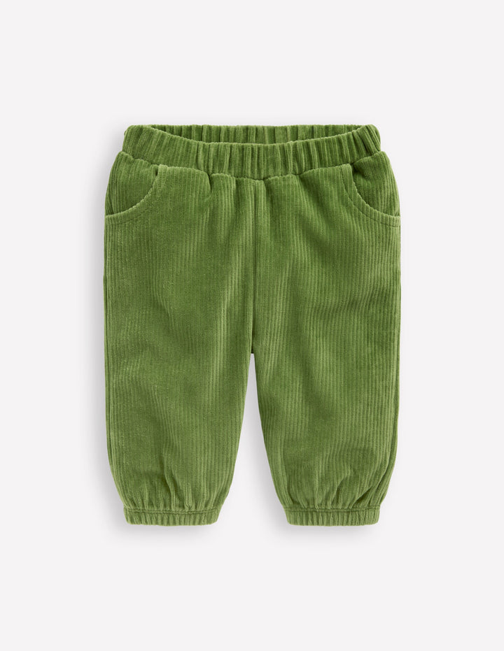 Jersey Cord Trousers-Broccoli Green