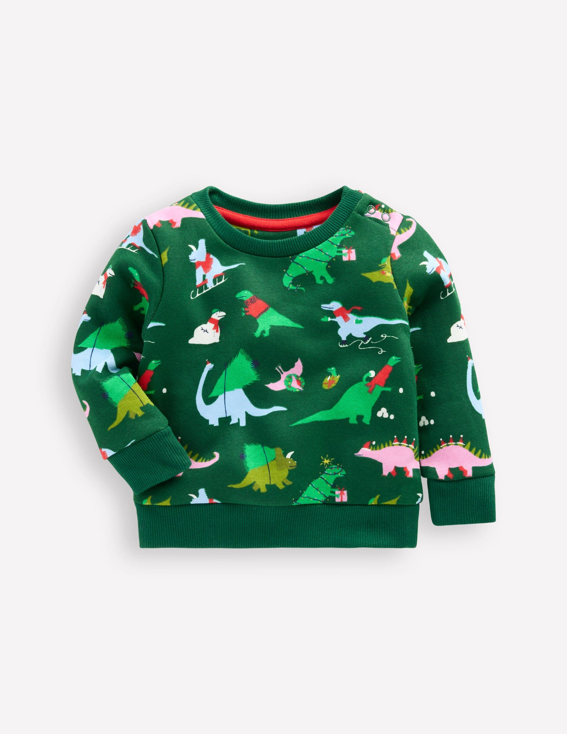 Printed Sweatshirt-Green Dinos-1
