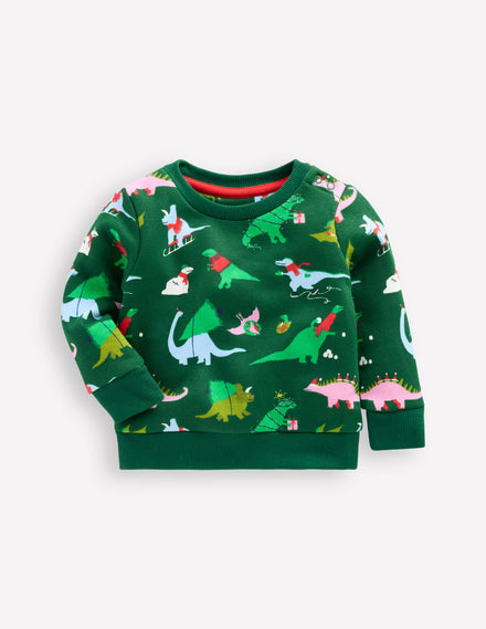 Printed Sweatshirt-Green Dinos