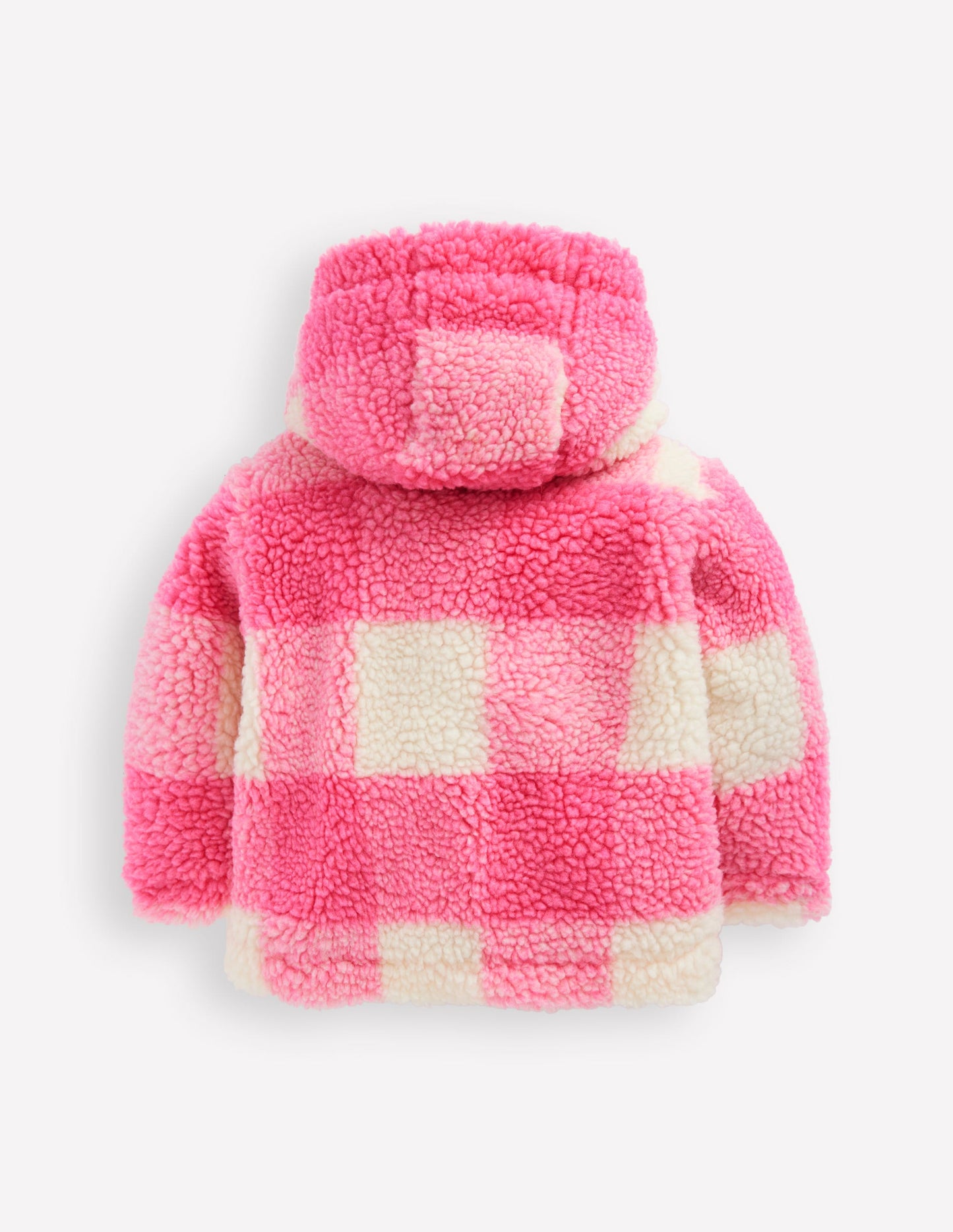 Girls Borg Duffle Coat-Pink Check