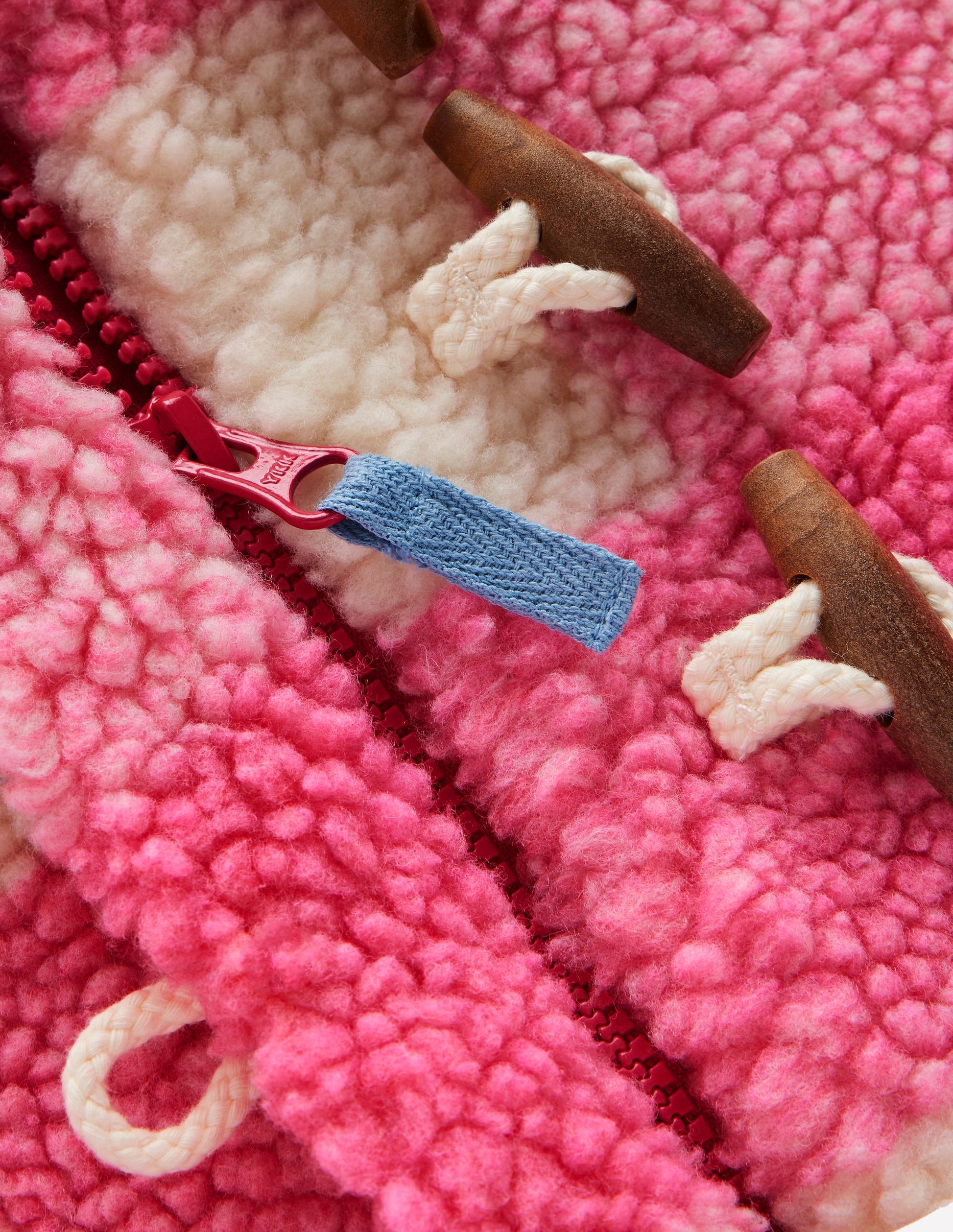 Girls Borg Duffle Coat-Pink Check-3