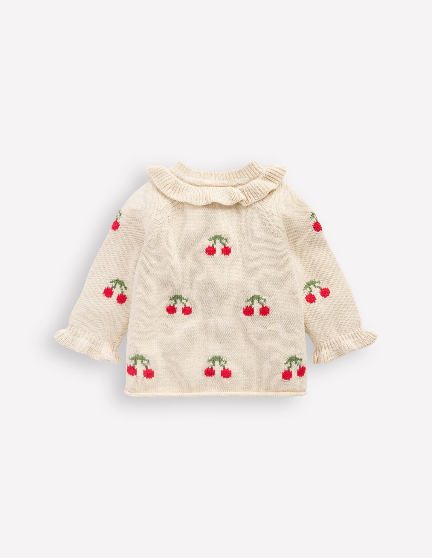 Pretty Frill Cardigan-Oatmeal Marl Cherries