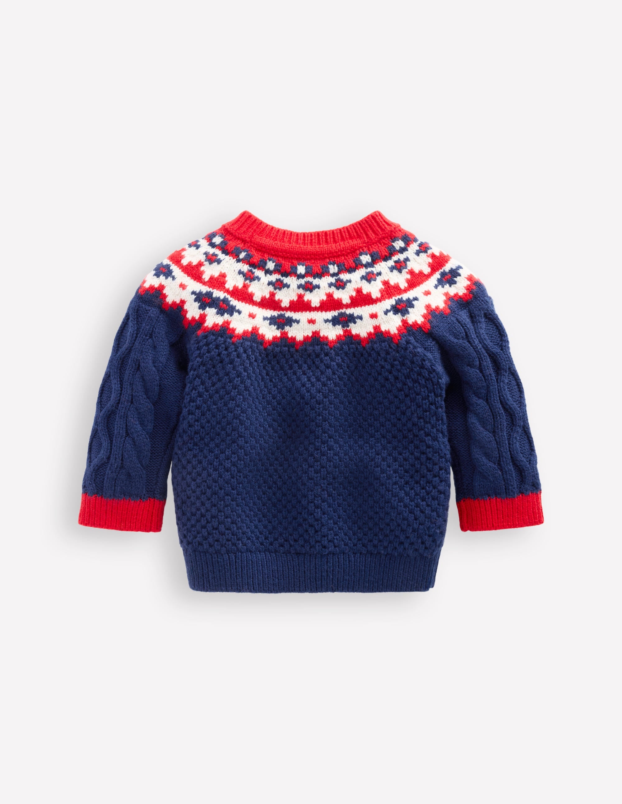 Fair Isle Cable Jumper-College Navy Fair Isle - Image 2