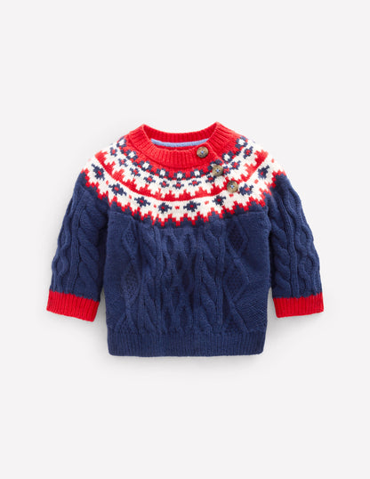 Fair Isle Cable Jumper-College Navy Fair Isle-1