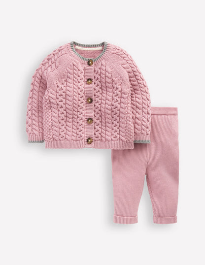 Cable Knitted Play Set-Vintage Pink-1