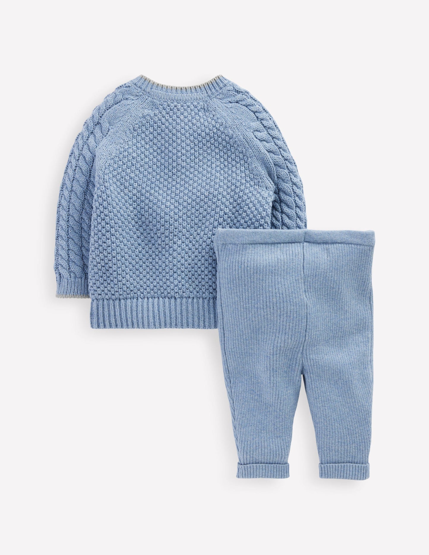 Cable Knitted Play Set-Glacier Blue Marl