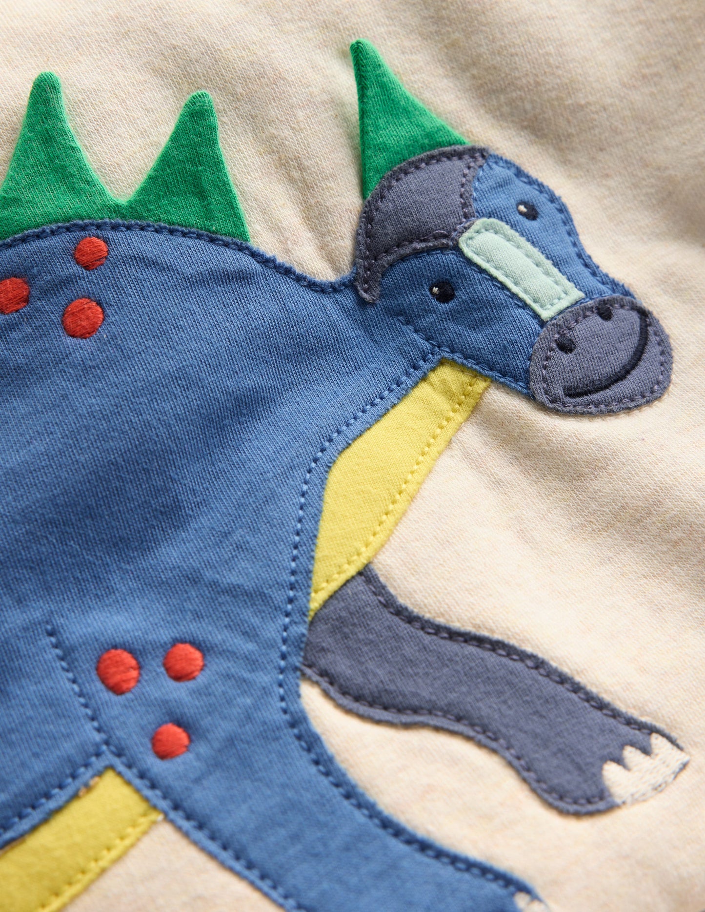Boys Appliqué Sweatshirt-Oatmeal Marl Dinosaur