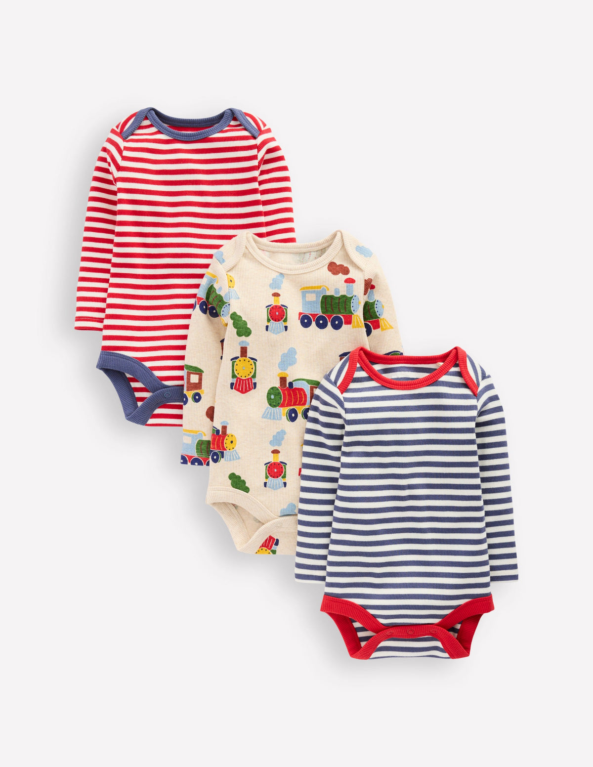 3-pack Ribbed Bodies-Oatmeal Marl Trains - Image 1