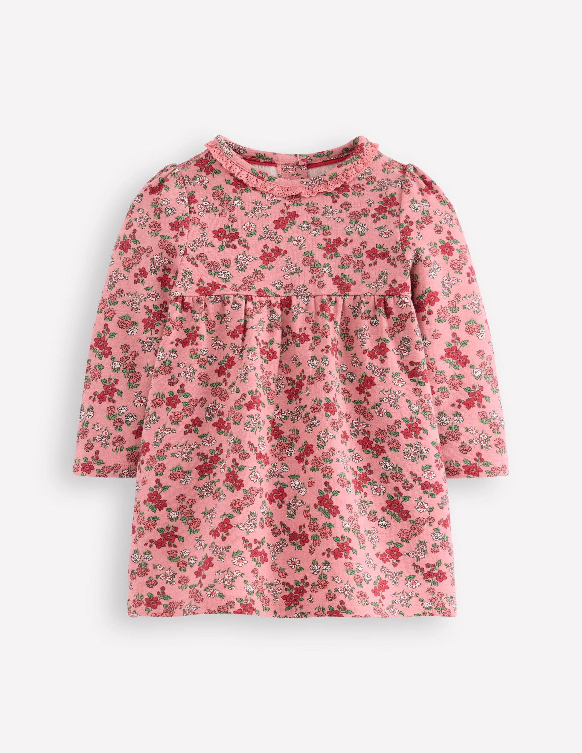Sweatshirt Dress-Strawberry Pink Flower Meadow-1