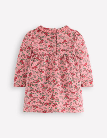 Sweatshirt Dress-Strawberry Pink Flower Meadow-2
