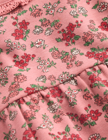 Sweatshirt Dress-Strawberry Pink Flower Meadow-3