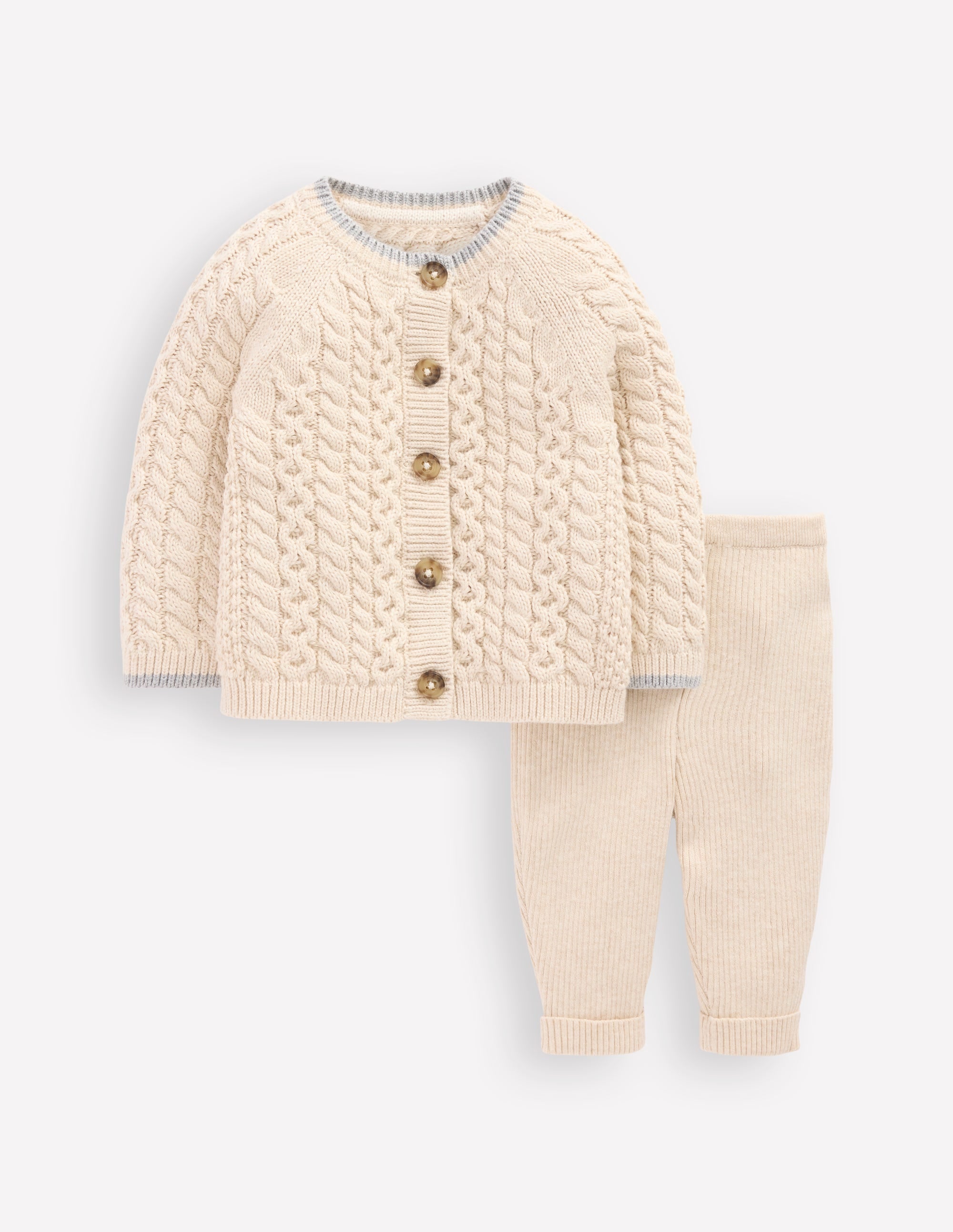 Cable Knitted Play Set-Oatmeal Marl - Image 1